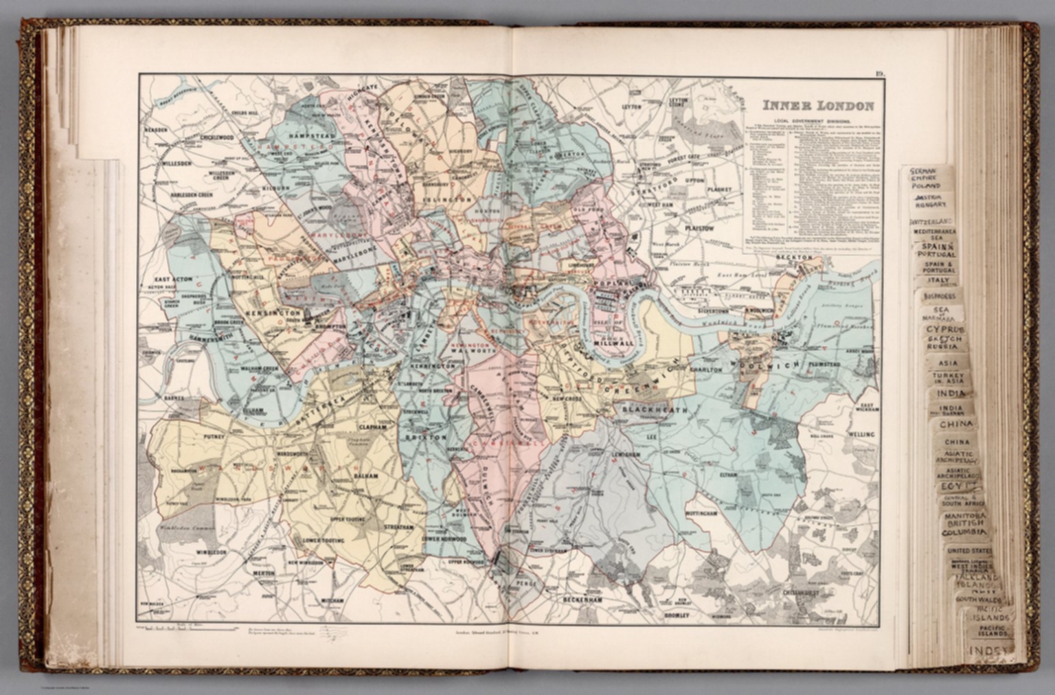 Carte authentique d’Inner London publiée par Edward Stanford en 1887